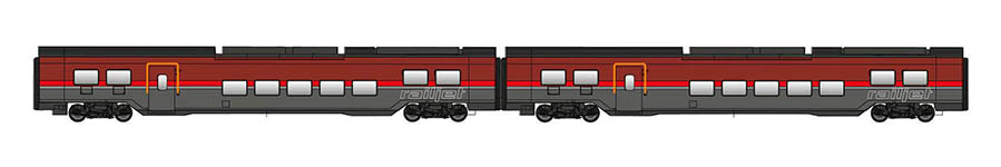 095-JC12220 - H0 - 2-tlg. Railjet-Wagen-Set DANI, ÖBB, Ep. VI - AC